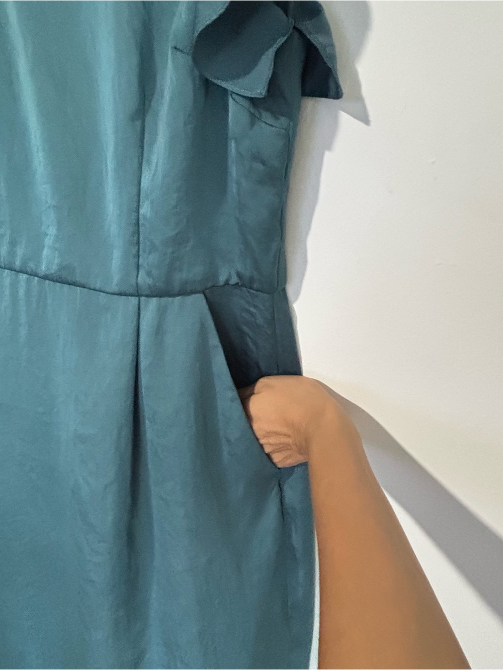 LOFT Teal Ruffle-Sleeve Mini Dress - Picture 13 of 13